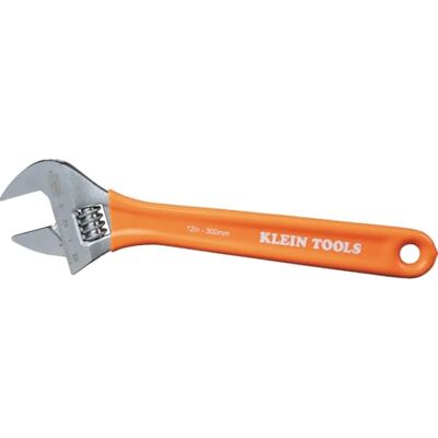 KLEIN TOOLS Llave ajustable, mandíbula de capacidad adicional, acero de aleación forjado tratado térmicamente, SAE, escalas métricas, mango sumergido en plástico, 12 pulgadas KLEIN TOOLS Llave ajustable, mandíbula de capacidad adicional, acero de aleación forjado tratado térmicamente, SAE, escalas métricas, mango sumergido en plástico, 12 pulgadas