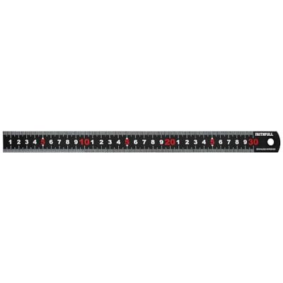 Faithfull Messlineal 300 mm (12 Zoll) – Mattschwarzes Edelstahllineal mit gut lesbarer metrischer Skala und Aufhängeöse Faithfull Messlineal 300 mm (12 Zoll) – Mattschwarzes Edelstahllineal mit gut lesbarer metrischer Skala und Aufhängeöse
