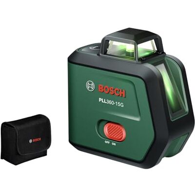 Bosch Láser de Línea PLL360‑15G (líneas láser verdes horizontales y verticales de 360°, protección IP54, batería Li‑ion integrada de 3,6 V con carga USB‑C, incl. bolsa y manual) Bosch Láser de Línea PLL360‑15G (líneas láser verdes horizontales y verticales de 360°, protección IP54, batería Li‑ion integrada de 3,6 V con carga USB‑C, incl. bolsa y manual)