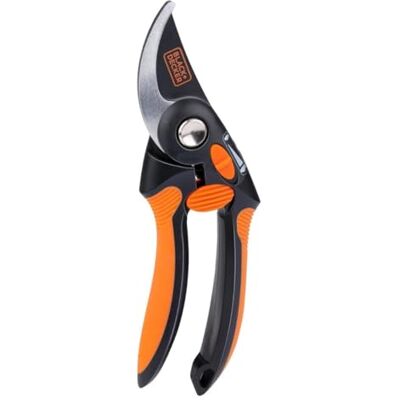 Black & Decker Tijeras para jardín (tamaño de seto, hojas de acero de alta calidad, corte de rama, mango ergonómico, podadora de 13 mm, capacidad de golpe – negro/naranja Black & Decker Tijeras para jardín (tamaño de seto, hojas de acero de alta calidad, corte de rama, mango ergonómico, podadora de 13 mm, capacidad de golpe – negro/naranja