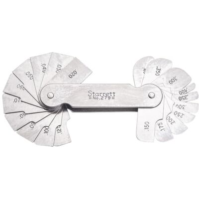 Starrett Filete de lectura de 279 pulgadas o calibre de radio, rango de 0,020 – 0,400 pulgadas, 20 hojas Starrett Filete de lectura de 279 pulgadas o calibre de radio, rango de 0,020 – 0,400 pulgadas, 20 hojas