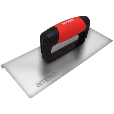 Am-Tech Amtech Paleta de bordes para un acabado suave en superficies de hormigón, entradas y más, bricolaje en casa, duradera con hoja de acero inoxidable para evitar astillas, mango de agarre suave (10 Am-Tech Amtech Paleta de bordes para un acabado suave en superficies de hormigón, entradas y más, bricolaje en casa, duradera con hoja de acero inoxidable para evitar astillas, mango de agarre suave (10