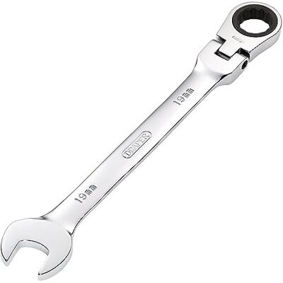Draper Llave de carraca métrica con cabeza flexible, tamaño de 19 mm, color azul Draper Llave de carraca métrica con cabeza flexible, tamaño de 19 mm, color azul