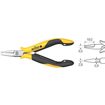 Wiha Alicates de corte frontal Professional ESD con cabeza estrecha con chaflán pequeño 110 mm, 4 1/4" (26839) Wiha Alicates de corte frontal Professional ESD con cabeza estrecha con chaflán pequeño 110 mm, 4 1/4" (26839)