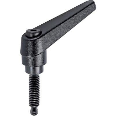 Halder Palanca de sujeción ajustable, con tornillo de empuje/con pivote de bola, d1 = 14 mm / d2 = M6 / l1 = 32 mm/negro Halder Palanca de sujeción ajustable, con tornillo de empuje/con pivote de bola, d1 = 14 mm / d2 = M6 / l1 = 32 mm/negro