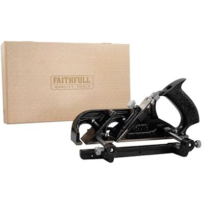 Faithfull Rabot à feuillure 778 dans un coffret en bois – Rabot à feuillure et à arrondir en fonte avec base affûtée avec précision pour la menuiserie, l'ébavurage et le travail en travers du fil Faithfull Rabot à feuillure 778 dans un coffret en bois – Rabot à feuillure et à arrondir en fonte avec base affûtée avec précision pour la menuiserie, l'ébavurage et le travail en travers du fil