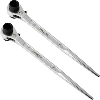 DAKCOS Juego de 2 Llaves de Carraca para Andamio, llave erectada de acero, 19/22 mm DAKCOS Juego de 2 Llaves de Carraca para Andamio, llave erectada de acero, 19/22 mm