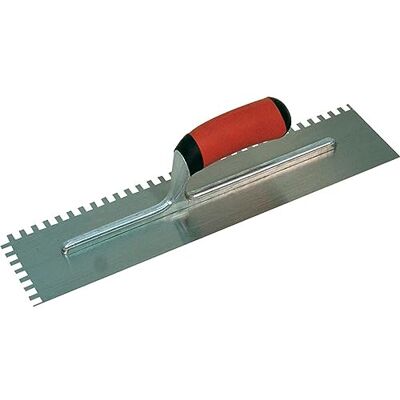 Marshalltown Llana dentada , muesca: SQ-1,5x1,5x1,5 mm con mango blando, de acero, para inclinadores, tamaño: 279x114 mm Marshalltown Llana dentada , muesca: SQ-1,5x1,5x1,5 mm con mango blando, de acero, para inclinadores, tamaño: 279x114 mm