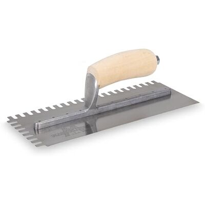 Marshalltown Llana dentada de , muesca: U-6x13x6 mm con mango curvo de madera, de acero, para baldosas, tamaño: 279x114 mm Marshalltown Llana dentada de , muesca: U-6x13x6 mm con mango curvo de madera, de acero, para baldosas, tamaño: 279x114 mm
