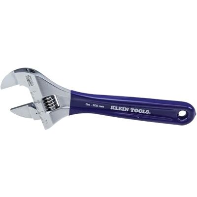 KLEIN TOOLS Llave ajustable, forjada con mandíbula más delgada y un acabado cromado pulido, 8 pulgadas KLEIN TOOLS Llave ajustable, forjada con mandíbula más delgada y un acabado cromado pulido, 8 pulgadas