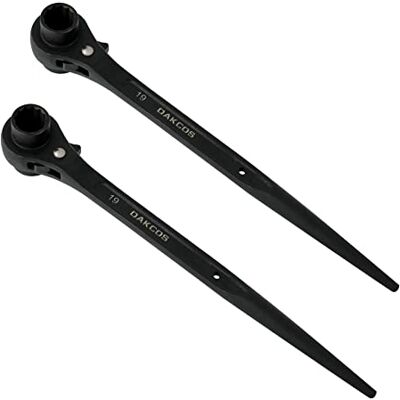 DAKCOS Juego de 2 Llaves de Carraca para Andamio de 19/22 mm, llave erectada de acero DAKCOS Juego de 2 Llaves de Carraca para Andamio de 19/22 mm, llave erectada de acero