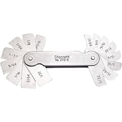 Starrett 272 A (lectura o de filete Radio Calibre, 1/32 – 17/64 "Rango, 1/64" incremento, 16 hojas Starrett 272 A (lectura o de filete Radio Calibre, 1/32 – 17/64 "Rango, 1/64" incremento, 16 hojas