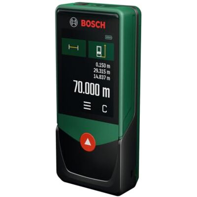 Bosch Medidor láser PLM70-27 (rango de medición hasta 70 m, nivel de burbuja digital, pantalla táctil de 2,4", función de medición indirecta, cálculos de área y volumen) Bosch Medidor láser PLM70-27 (rango de medición hasta 70 m, nivel de burbuja digital, pantalla táctil de 2,4", función de medición indirecta, cálculos de área y volumen)