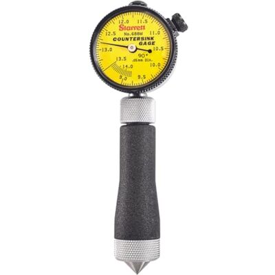 Starrett Millimetre Medidor de lectura de avellanado con esfera amarilla, ángulo de 90 grados, rango de 9 a 14,2 mm Starrett Millimetre Medidor de lectura de avellanado con esfera amarilla, ángulo de 90 grados, rango de 9 a 14,2 mm