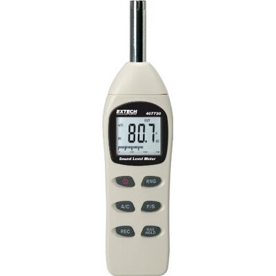 EXTECH Sonómetro Digital, 40 a 130dB, Ponderación A/C Resolución 0,1dB, precisión 2dB, bargraph analógico, max/min, retención máx, apagado auto, parabrisas EXTECH Sonómetro Digital, 40 a 130dB, Ponderación A/C Resolución 0,1dB, precisión 2dB, bargraph analógico, max/min, retención máx, apagado auto, parabrisas