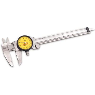 Starrett 120 am-150 Dial Calibre, acero inoxidable, Amarillo Cara, rango de 0 – 150 mm, +/-0.03 mm Exactitud, 0,02 mm Resolución Starrett 120 am-150 Dial Calibre, acero inoxidable, Amarillo Cara, rango de 0 – 150 mm, +/-0.03 mm Exactitud, 0,02 mm Resolución