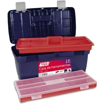 Tayg Caja Herramientas 16, Bandeja Doble Capacidad, Cierres Metálicos, Caja de Herramientas de Polipropileno, Soporta hasta 120 kg, Medidas 500 x 258 x 255 mm, Azul/Rojo Tayg Caja Herramientas 16, Bandeja Doble Capacidad, Cierres Metálicos, Caja de Herramientas de Polipropileno, Soporta hasta 120 kg, Medidas 500 x 258 x 255 mm, Azul/Rojo