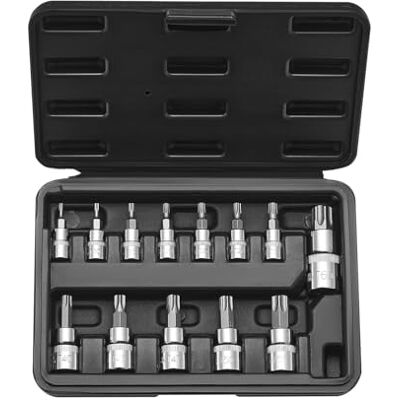 VEVOR 13 PCS Juego de Vasos con Punta TORX, Estrella T8 T60, Acero de Aleación S2 y Acero Cr-V, Impulsores de 1/4", 3/8" y 1/2", con Estuche de Almacenamiento, para Manual Reparación de Automóviles VEVOR 13 PCS Juego de Vasos con Punta TORX, Estrella T8 T60, Acero de Aleación S2 y Acero Cr-V, Impulsores de 1/4", 3/8" y 1/2", con Estuche de Almacenamiento, para Manual Reparación de Automóviles