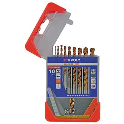 Juego de brocas para metales de acero Tivoly - 10 piezas - Para aceros resistentes Juego de brocas para metales de acero Tivoly - 10 piezas - Para aceros resistentes