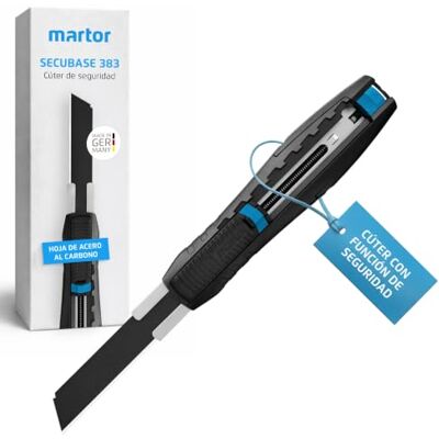 MARTOR SECUBASE 383 Cúter, Retracción, 73 mm Prof. de Corte Retracción autom., hoja de acero carbono extra larga, 73 mm prof. corte, cartón, poliestireno. No. MARTOR SECUBASE 383 Cúter, Retracción, 73 mm Prof. de Corte Retracción autom., hoja de acero carbono extra larga, 73 mm prof. corte, cartón, poliestireno. No.
