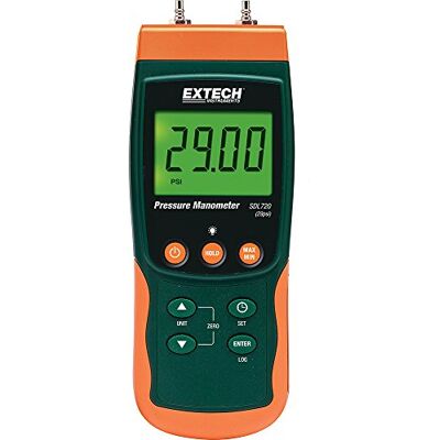 EXTECH Differenzdruckmanometer, 29 psi, SD-Karte Differenzdruck bis 29 psi (2000 mbar), Dualeingang, 10 Einheiten, +/-2%FS, SD-Karten-Excel EXTECH Differenzdruckmanometer, 29 psi, SD-Karte Differenzdruck bis 29 psi (2000 mbar), Dualeingang, 10 Einheiten, +/-2%FS, SD-Karten-Excel