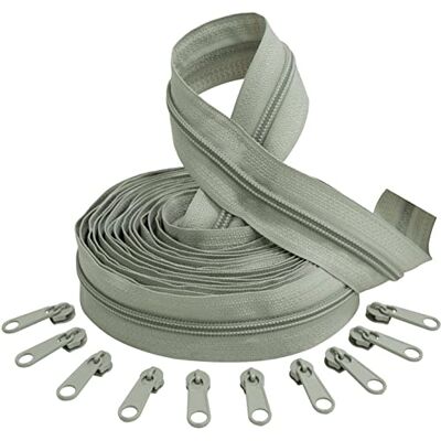 AERZETIX C62700x5-C62799x10 Kit de cremallera espiral 5m N°5 color: gris ahumado + 10 cursores N°5 no bloqueable color: gris ahumado en nylon/metal merceria AERZETIX C62700x5-C62799x10 Kit de cremallera espiral 5m N°5 color: gris ahumado + 10 cursores N°5 no bloqueable color: gris ahumado en nylon/metal merceria