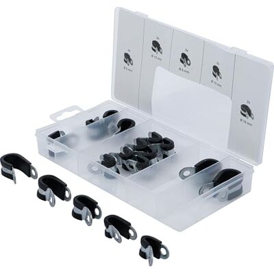 BGS Surtido de abrazaderas de mangueras recubiertas de goma Ø 6 16 mm 18 piezas BGS Surtido de abrazaderas de mangueras recubiertas de goma Ø 6 16 mm 18 piezas