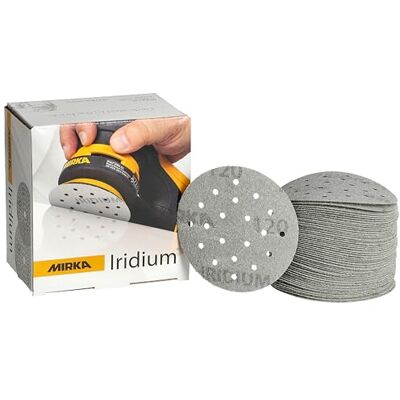 Mirka Iridium Premium papel de lija Ø 77mm 20H grano cierre adhesivo 120, 50 piezas/Para lijar laca, masilla, imprimación, madera, acero, materiales minerales, plásticos Mirka Iridium Premium papel de lija Ø 77mm 20H grano cierre adhesivo 120, 50 piezas/Para lijar laca, masilla, imprimación, madera, acero, materiales minerales, plásticos