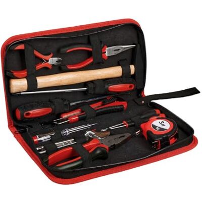 TILL. – Kit de herramientas de 12 piezas – Alicates universales, alicates cortantes, pinzas de punta larga, martillo, cortador, llave inglesa, destornillador, medidor de cinta – Kit de herramientas de TILL. – Kit de herramientas de 12 piezas – Alicates universales, alicates cortantes, pinzas de punta larga, martillo, cortador, llave inglesa, destornillador, medidor de cinta – Kit de herramientas de