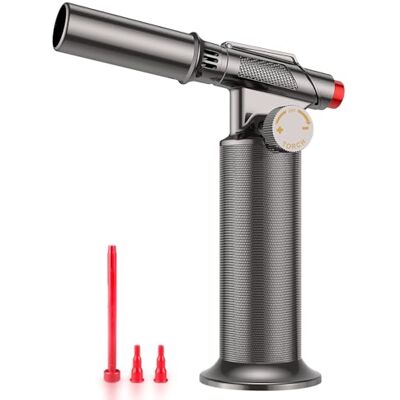 Sondiko Soplete, Soplete de Soldadura Metálico Recargable para Manualidades Llama Regulable y Resistente Viento Soplete Cocina Metálico, Mango Antideslizante Llama Continua, hasta 1300°C Sondiko Soplete, Soplete de Soldadura Metálico Recargable para Manualidades Llama Regulable y Resistente Viento Soplete Cocina Metálico, Mango Antideslizante Llama Continua, hasta 1300°C