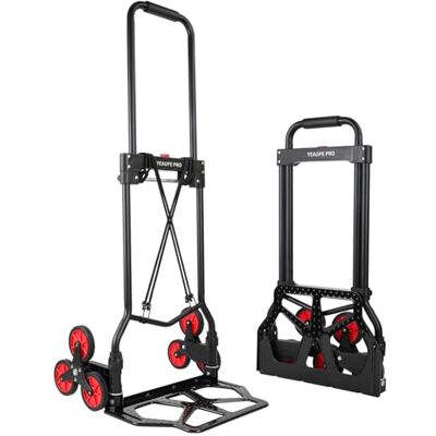 YEAUPE PRO Carretilla Plegable, Carretilla de Mano – Ruedas Grandes TPR Reforzadas, Mango Telescópico Ajustable, Incluye 2 Cuerdas Elásticas, Ideal para Subir y Bajar, 45kg Sube escaleras – Negro YEAUPE PRO Carretilla Plegable, Carretilla de Mano – Ruedas Grandes TPR Reforzadas, Mango Telescópico Ajustable, Incluye 2 Cuerdas Elásticas, Ideal para Subir y Bajar, 45kg Sube escaleras – Negro