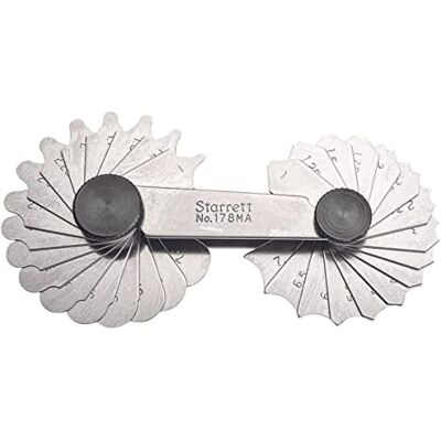 Starrett 178 Ma mm Calibre Fillet o Radius de lectura con dispositivo de bloqueo, rango de 1 – 7 mm, 0,25 mm y mm en incrementos de 0,5 mm, hojas 34 Starrett 178 Ma mm Calibre Fillet o Radius de lectura con dispositivo de bloqueo, rango de 1 – 7 mm, 0,25 mm y mm en incrementos de 0,5 mm, hojas 34