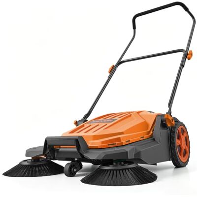 VEVOR Barredora Manual, Ancho de Barrido de 650 mm, Barredora de Empuje con Cepillos Laterales, Depósito de 18,9 L, Mango Ergonómico y Plegable, para Limpieza de Jardín Patios Aceras, Color Naranja VEVOR Barredora Manual, Ancho de Barrido de 650 mm, Barredora de Empuje con Cepillos Laterales, Depósito de 18,9 L, Mango Ergonómico y Plegable, para Limpieza de Jardín Patios Aceras, Color Naranja