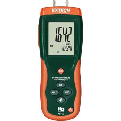 EXTECH Differenzdruckmanometer, +/-2 psi, 11 Einheiten, USB Auflösung 0,001 psi, +/-0,3% FS, 11 Druckeinheiten, Min/Max/Avg, USB-Logging, Schlauch, Netzteil EXTECH Differenzdruckmanometer, +/-2 psi, 11 Einheiten, USB Auflösung 0,001 psi, +/-0,3% FS, 11 Druckeinheiten, Min/Max/Avg, USB-Logging, Schlauch, Netzteil