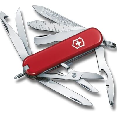 Victorinox Navaja suiza de bolsillo Mini Champ, pequeña, 18 funciones, Hecha en Suiza, multiherramienta con abrecartas, abrebotellas, pelacables, rojo Victorinox Navaja suiza de bolsillo Mini Champ, pequeña, 18 funciones, Hecha en Suiza, multiherramienta con abrecartas, abrebotellas, pelacables, rojo
