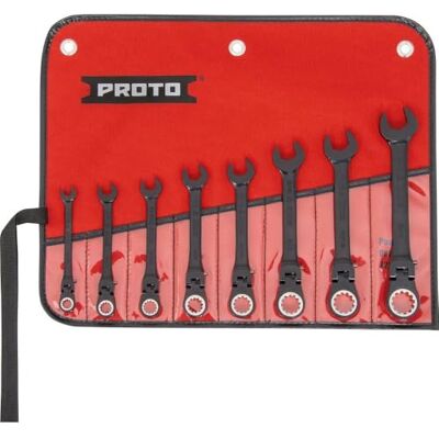 Stanley Proto Industrial Juego de llaves de trinquete flexibles negras de 8 piezas Stanley Proto Industrial Juego de llaves de trinquete flexibles negras de 8 piezas