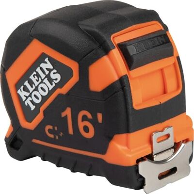 KLEIN TOOLS Tape Measure, 16-Foot Double-Hook Double-Sided Measuring Tape, Magnetic with Retraction Speed Break and Metal Belt Clip KLEIN TOOLS Tape Measure, 16-Foot Double-Hook Double-Sided Measuring Tape, Magnetic with Retraction Speed Break and Metal Belt Clip
