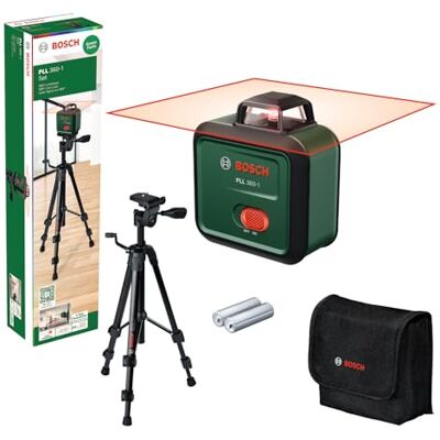 Bosch Nivel láser PLL 360-1 de con trípode TT 120 (nivel láser de 360° autonivelante, precisión de ±0,4 mm/m, rango de trabajo de 12 m, función de pendiente, en caja de cartón) Bosch Nivel láser PLL 360-1 de con trípode TT 120 (nivel láser de 360° autonivelante, precisión de ±0,4 mm/m, rango de trabajo de 12 m, función de pendiente, en caja de cartón)