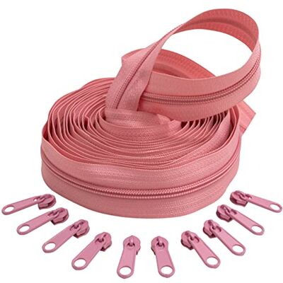 AERZETIX C62648x5-C62817x10 Kit de cremallera espiral 5m N°5 color: rosa + 10 cursores N°5 no bloqueable color: rosa en nylon/metal merceria costura AERZETIX C62648x5-C62817x10 Kit de cremallera espiral 5m N°5 color: rosa + 10 cursores N°5 no bloqueable color: rosa en nylon/metal merceria costura