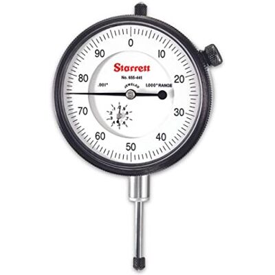 Starrett - Indicador de dial, diámetro de la vástago de 0,94 cm, parte trasera de la abrazadera en el centro, esfera blanca, 0 – 100 lectura, diámetro de la esfera: 6,35 cm, rango de 0 – 1", graduación de 0,001 pulgadas Starrett - Indicador de dial, diámetro de la vástago de 0,94 cm, parte trasera de la abrazadera en el centro, esfera blanca, 0 – 100 lectura, diámetro de la esfera: 6,35 cm, rango de 0 – 1", graduación de 0,001 pulgadas