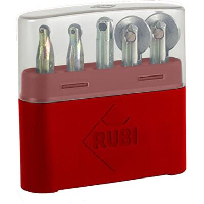 RUBI 1996 Kits de rodeles de distintos diámetros con caja guarda-rodeles Pack de 1 rodel de Ø 6, Ø 8, Ø 10 y Ø 18 mm (2 unidades) SILVER Mango con Triple Estriado Patentado RUBI 1996 Kits de rodeles de distintos diámetros con caja guarda-rodeles Pack de 1 rodel de Ø 6, Ø 8, Ø 10 y Ø 18 mm (2 unidades) SILVER Mango con Triple Estriado Patentado