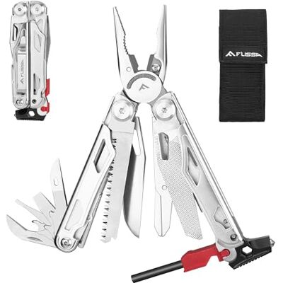 FLISSA Alicate Multiusos 19 en 1 Navaja Multiusos de Acero Inoxidable con Bolsa Portátil para Camping, Reparación, Senderismo y Emergencias FLISSA Alicate Multiusos 19 en 1 Navaja Multiusos de Acero Inoxidable con Bolsa Portátil para Camping, Reparación, Senderismo y Emergencias