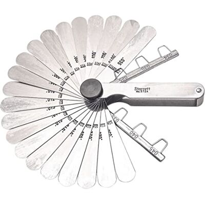 Starrett Espesor Feeler Gage, 0,0015-0,035 "de grosor, recto 1/2" de ancho, 3-1/2" de largo, 22 hojas Starrett Espesor Feeler Gage, 0,0015-0,035 "de grosor, recto 1/2" de ancho, 3-1/2" de largo, 22 hojas