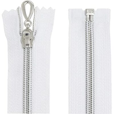 AERZETIX Juego de 2 Cremalleras en espiral N°5 80cm separable autoblocante malla en nylon plata tirador cursor en metal color blanco mercería AERZETIX Juego de 2 Cremalleras en espiral N°5 80cm separable autoblocante malla en nylon plata tirador cursor en metal color blanco mercería