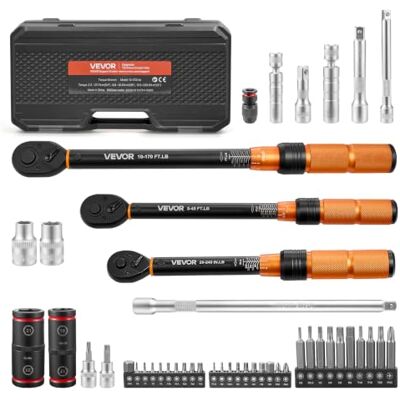VEVOR Conjunto de Llaves Dinamométricas 1/4" 3/8" 1/2" Kit de 47 Piezas Precisión ±3%, Marca Dual con Puntas Barras de Extensión Estuche, Herramienta de Mantenimiento y Reparación para Automóviles VEVOR Conjunto de Llaves Dinamométricas 1/4" 3/8" 1/2" Kit de 47 Piezas Precisión ±3%, Marca Dual con Puntas Barras de Extensión Estuche, Herramienta de Mantenimiento y Reparación para Automóviles