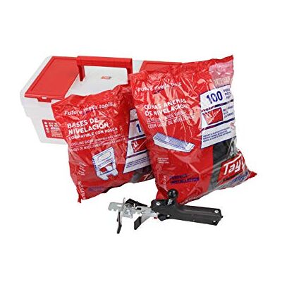 Tayg Kit sistema de nivelación profesional alicate metálico 1mm (100 bases, 100 cuñas, 1 alicate metálico) Tayg Kit sistema de nivelación profesional alicate metálico 1mm (100 bases, 100 cuñas, 1 alicate metálico)