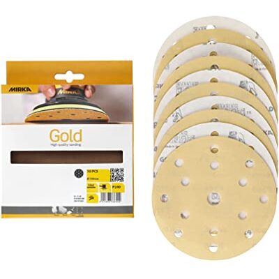 Mirka Papel de lija Gold Ø150mm 15 Agujeros grano P240 10 piezas Mirka Papel de lija Gold Ø150mm 15 Agujeros grano P240 10 piezas