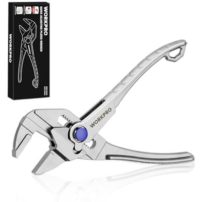 WORKPRO Alicate Llave Ajustable 100 mm, Tenaza Tipo Llave con Mordaza Autoajustable, Apertura Máx. 20 mm, Mango Antideslizante, para Tuercas y Tuberías WORKPRO Alicate Llave Ajustable 100 mm, Tenaza Tipo Llave con Mordaza Autoajustable, Apertura Máx. 20 mm, Mango Antideslizante, para Tuercas y Tuberías
