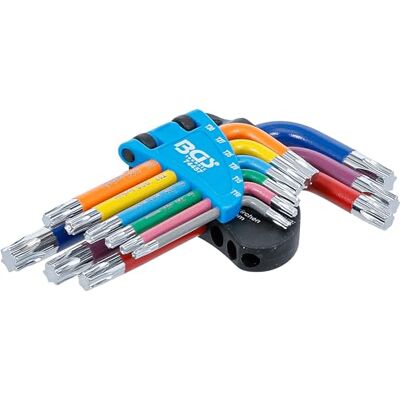 BGS Juego de llaves allen multicolor corto perfil en T (para Torx) T10 T50 9 piezas BGS Juego de llaves allen multicolor corto perfil en T (para Torx) T10 T50 9 piezas