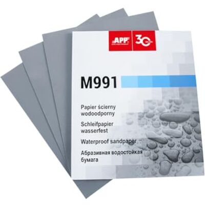 AUTO-PLAST PRODUKT APP M991 Papel de Lija al Agua P60 Grueso 230 x 280 mm 10 Hojas P60 grueso, impermeable, flexible y resistente, con carburo de silicio para lijado húmedo de carrocería y pintura. AUTO-PLAST PRODUKT APP M991 Papel de Lija al Agua P60 Grueso 230 x 280 mm 10 Hojas P60 grueso, impermeable, flexible y resistente, con carburo de silicio para lijado húmedo de carrocería y pintura.